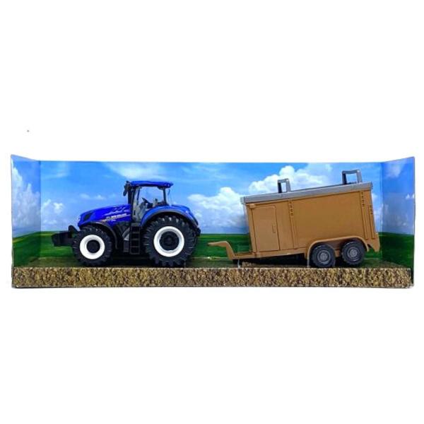 Imagem de Miniatura Trator New Holland T7.315 Livestock Trailer 1/32 Bburago 31656