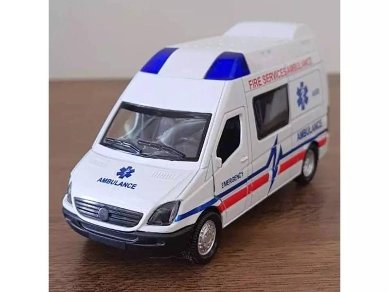 Imagem de Miniatura Van Ambulancia Fire Services Metal e Fricção Escala 1/32 Branca