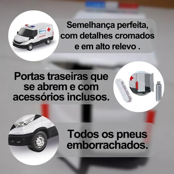 Imagem de Miniatura Van Carrinho Iveco Daily Design Versátil Ambulância Resgate Polícia Coleção