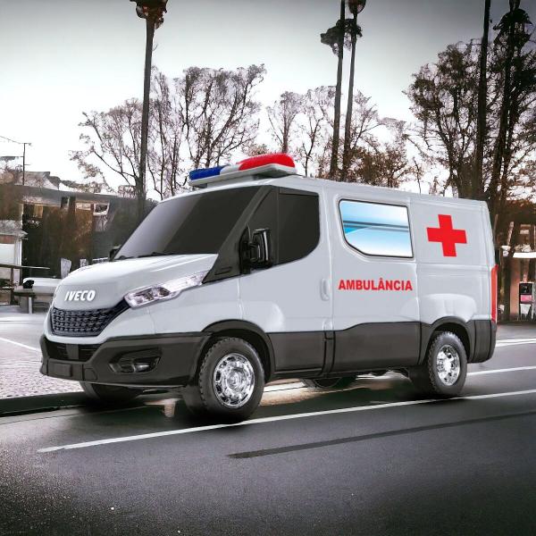 Imagem de Miniatura Van Carrinho Iveco Daily Design Versátil Ambulância Resgate Polícia Coleção