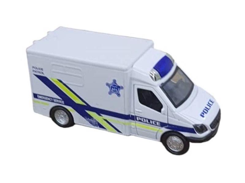 Imagem de Miniatura Van POLICE 911 PATROL Metal e Fricção Escala 1/32 Branca