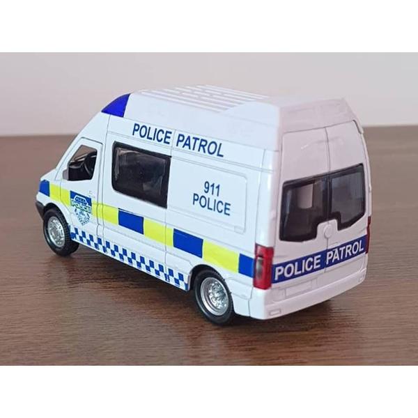 Imagem de Miniatura Van Police Patrol 911 Metal e Fricção Escala 1/32 Branca