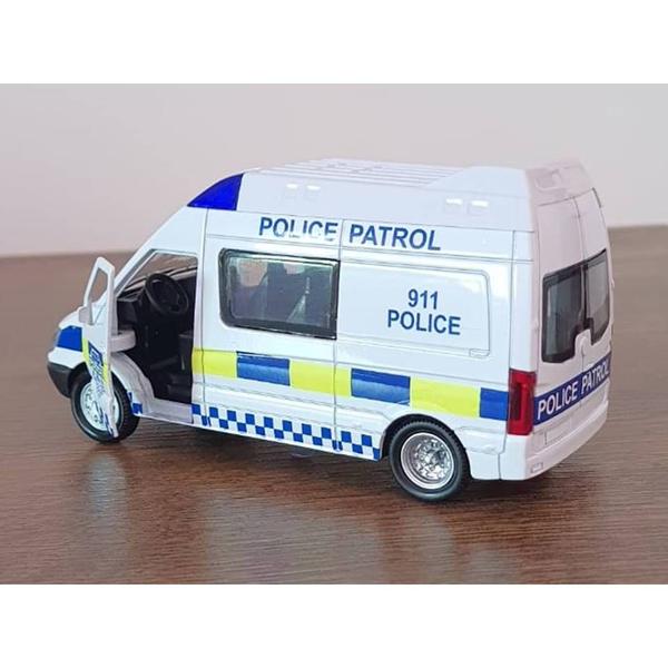 Imagem de Miniatura Van Police Patrol 911 Metal e Fricção Escala 1/32 Branca