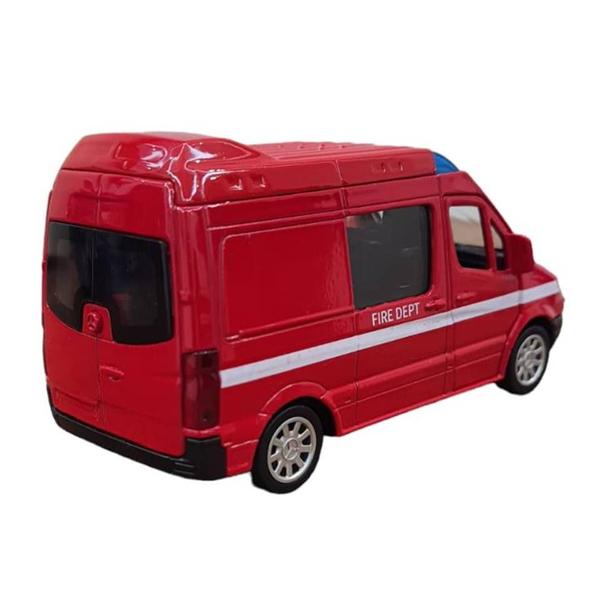 Imagem de Miniatura Van Sprinter Mercedes Bombeiro Real 1:43 Metal e Fricção Vermelho