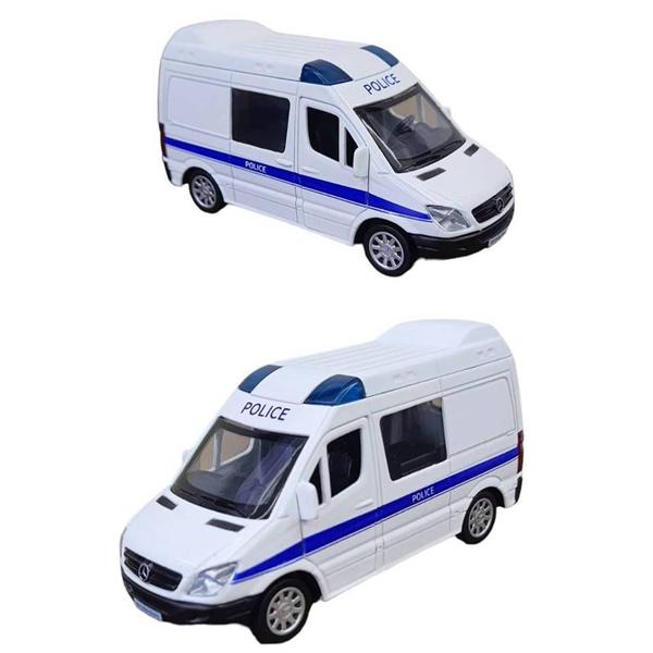 Imagem de Miniatura Van Sprinter Mercedes Real 1:43 Metal e Fricção Police Branca