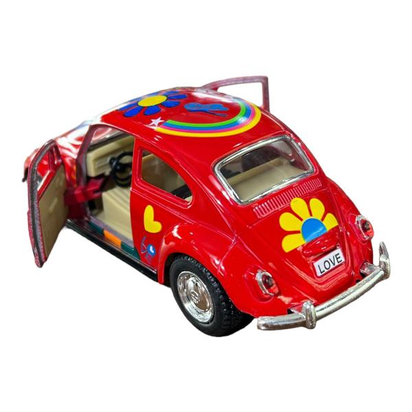 Imagem de Miniatura Volkswagen Fusca Paz e Amor Vermelho Metal 1:32