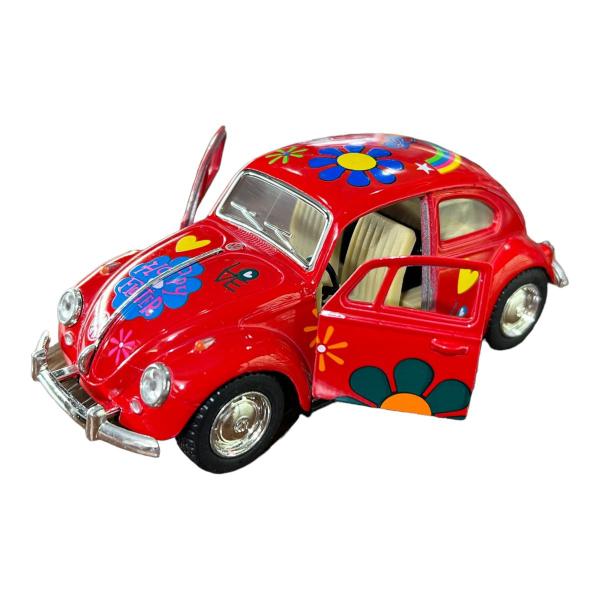 Imagem de Miniatura Volkswagen Fusca Paz e Amor Vermelho Metal 1:32