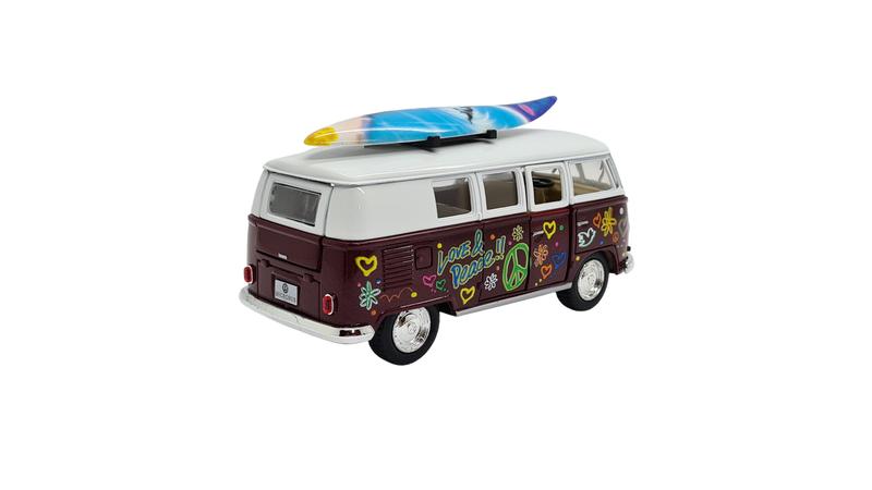 Imagem de Miniatura Volkswagen Kombi 1962 Paz E Amor Surf Bordô 1:32