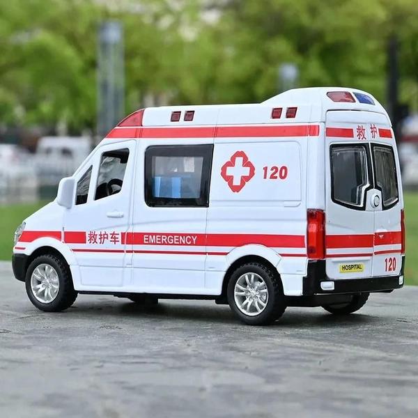 Imagem de Miniaturas de Carros 1:32 - Ambulância, Carro de Bombeiros e Carro de Polícia com Luz e Som