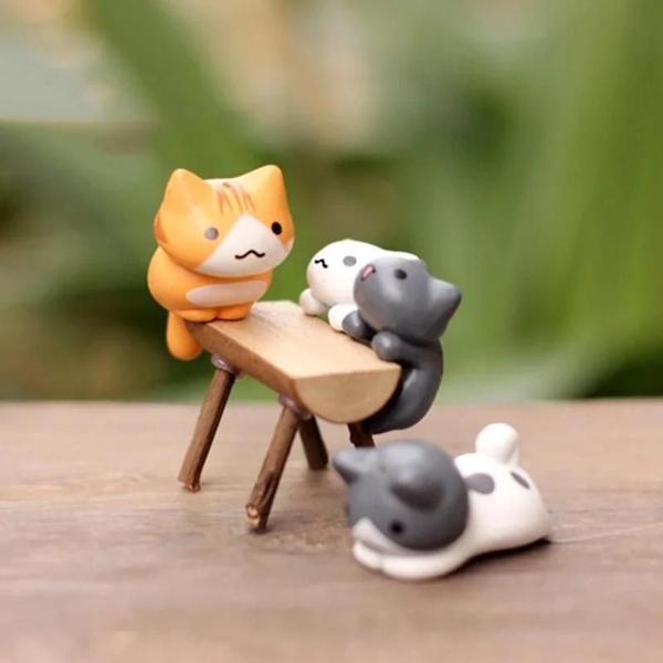 Imagem de Miniaturas de Gato da Sorte - 6 Peças para Decoração de Bonsai