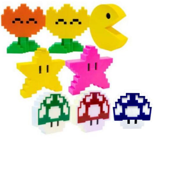 Imagem de Miniaturas Decorativas Gamer Retro Mario word Flor de fogo AMARELA