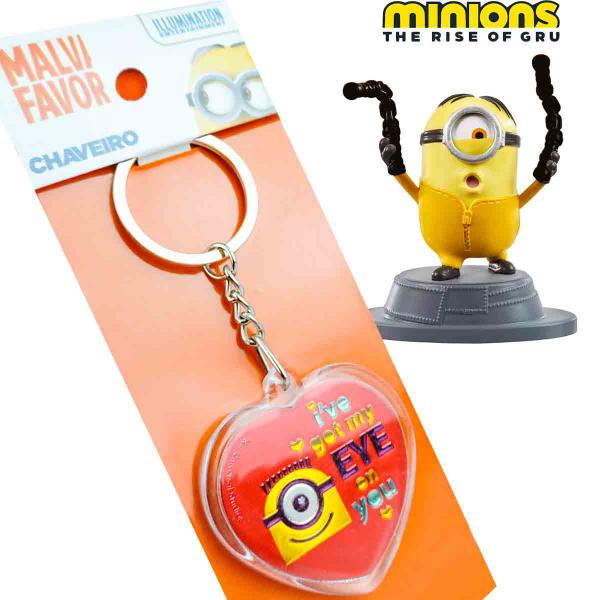 Imagem de Minions Boneco com Base Stuart The Rise of Gru Mattel + Chaveiro