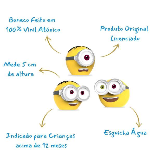 Imagem de Minions Esguicho Para Banho Original Líder Brinquedos Vinil Atóxico Crianças Bebês +12 Meses