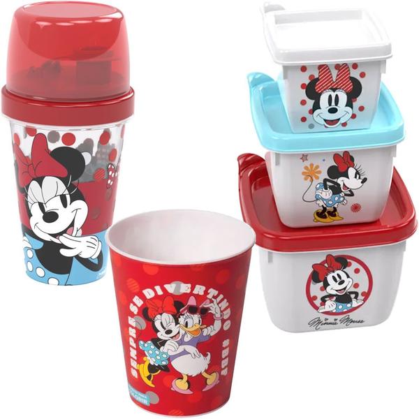 Imagem de Minnie Kit Porta Lanche Escola Passeio 3 Itens Plasutil