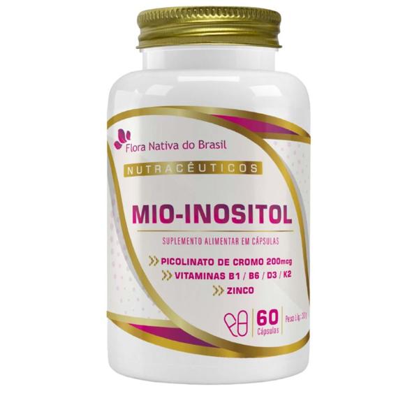 Mio Inositol + Cromo + Zinco e Vitaminas B1 B6 D3 K2 60 Cápsulas - Flora Nativa Imagem de Mio Inositol + Cromo + Zinco e Vitaminas B1 B6 D3 K2 60 Cápsulas