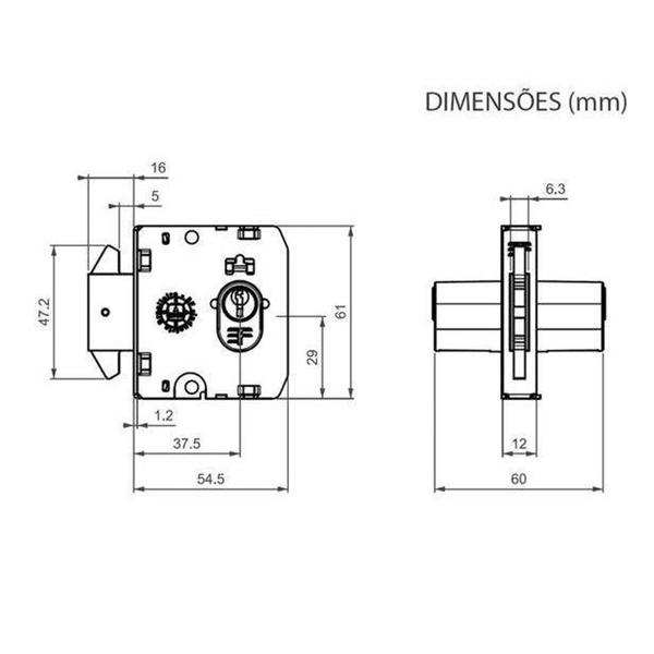 Imagem de Miolo Cilindro Oval Fechadura 3f Blindex Vidro 3050 Cromada