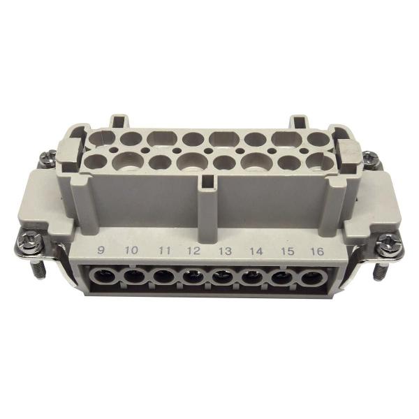 Imagem de Miolo Tomada 16 Pinos Fêmea HE-016-F - Conector Inserto, 500V, 16A, IP65