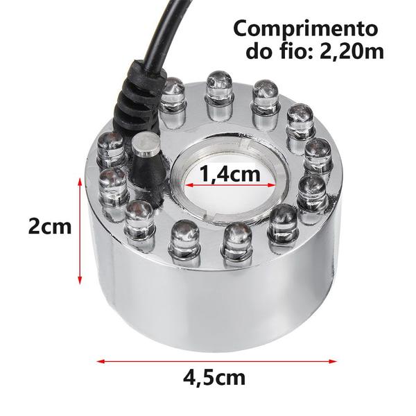 Imagem de Mist Maker Fumaça Nebulizador Ultrassônico Led Bivolt P/ Aquários, Fontes, Lagos