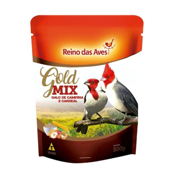 Imagem de Mistura de Sementes Reino das Aves - Gold Mix Galo de Campina / Cardeal - 500g