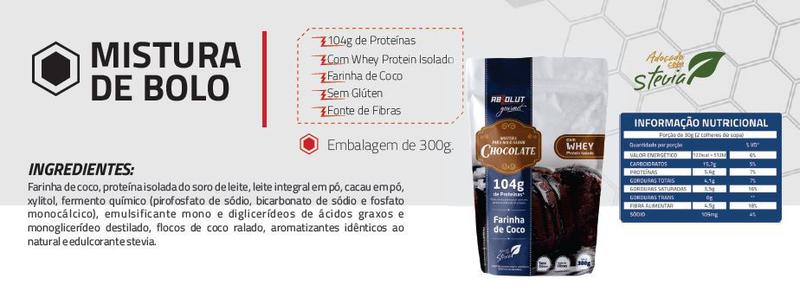 Mistura para bolo proteico e sem glúten chocolate - Absolut Nutrition Imagem de Mistura para bolo proteico e sem glúten chocolate - Absolut Nutrition