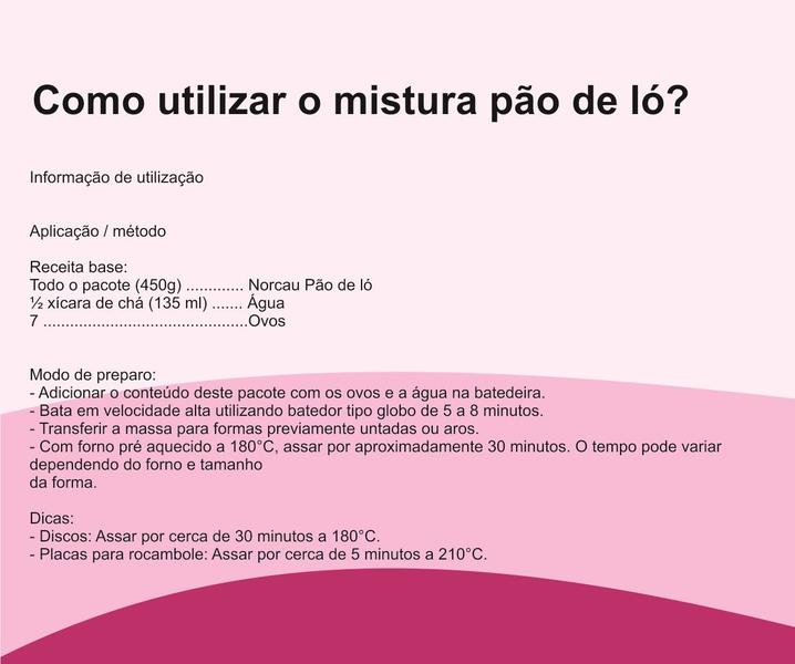 Mistura Para Pão De Ló E Rocambole Puratos 450g Norcau Imagem de Mistura Para Pão De Ló E Rocambole Puratos 450g Norcau
