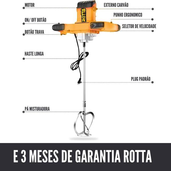 Imagem de Misturador Argamassa Elétrico Tinta Gesso Rejunte 220 1200W