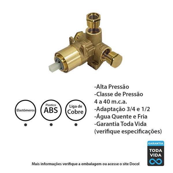 Imagem de Misturador Base Monocomando Banheira/Chuveiro Alta Pressão 1/2 e 3/4 Docol