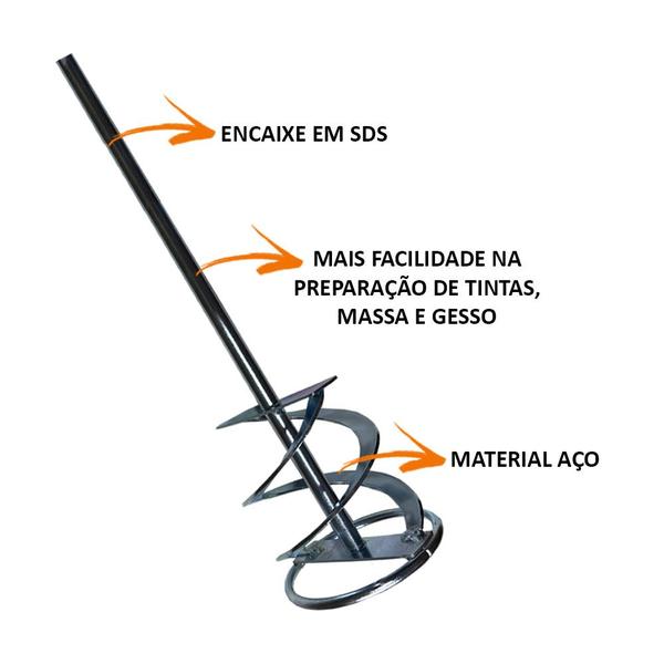 Imagem de Misturador Batedor De Argamassa Gesso Encaixe Sds 80x400 Roma