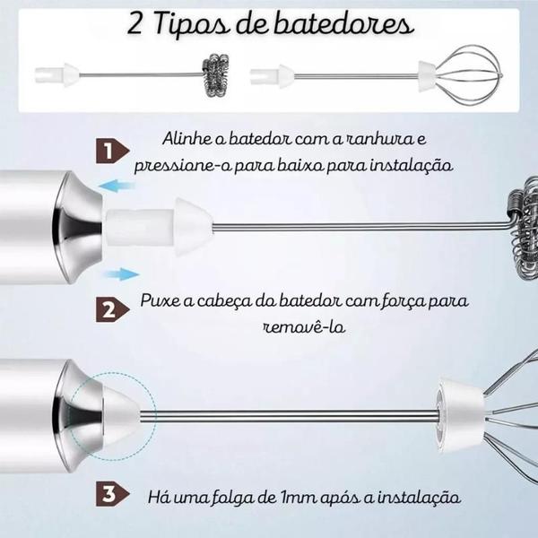 Imagem de Misturador Bebidas/ovos Portátil Elétrico Bateria Mini Mixer Cor Preto