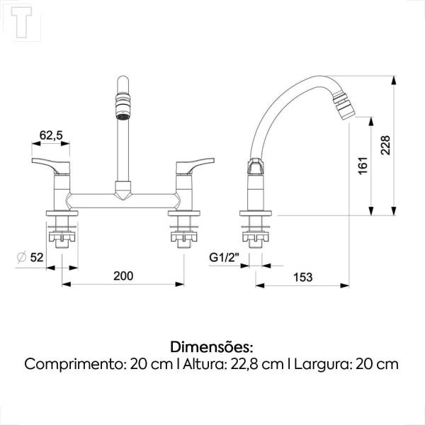 Imagem de Misturador celite cozinha mesa like cromado bica movel arejador articulado b5010cycrb