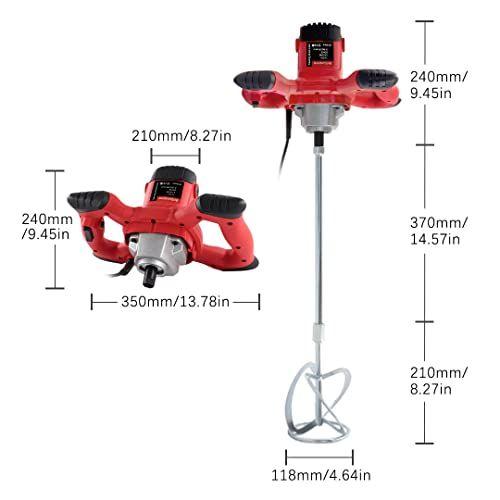 Imagem de Misturador de cimento portátil elétrico de 2100W, broca de misturador de concreto de argamassa portátil com haste para misturar gesso de lama de tinta de rejunte, ajuste de velocidade de 6 110V (certificado UL)