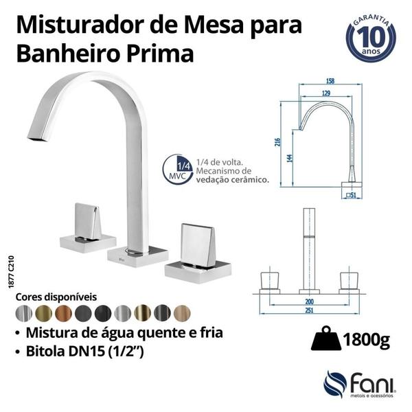 Imagem de Misturador de Mesa para Banheiro e Lavabo Prima 1877 OV210 Ouro Velho DN 15 1/2 Fani