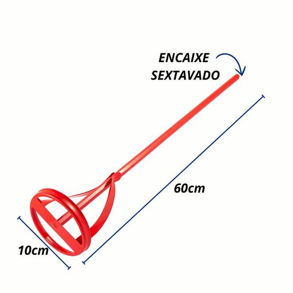 Imagem de Misturador De Tinta Massa 60cm P/Parafusadeira Sextavado