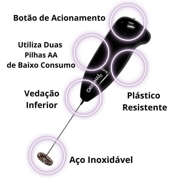 Imagem de Misturador Mixer Bebidas/Ovos Portátil Elétrico Mini A Pilha