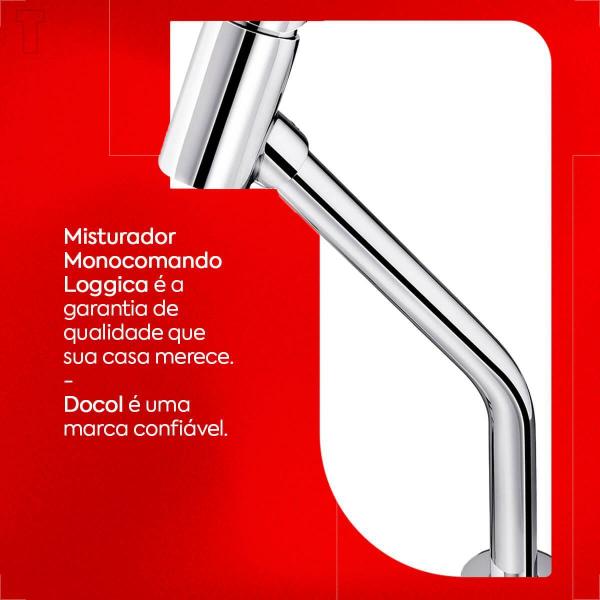 Misturador monocomando docol lavatorio mesa bica alta loggica cromado 574606 Imagem de Misturador monocomando docol lavatorio mesa bica alta loggica cromado 574606
