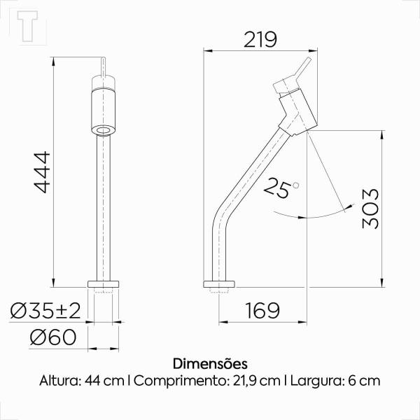Misturador monocomando docol lavatorio mesa bica alta loggica cromado 574606 Imagem de Misturador monocomando docol lavatorio mesa bica alta loggica cromado 574606