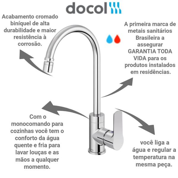 Imagem de Misturador Monocomando Docol Mesa Inox