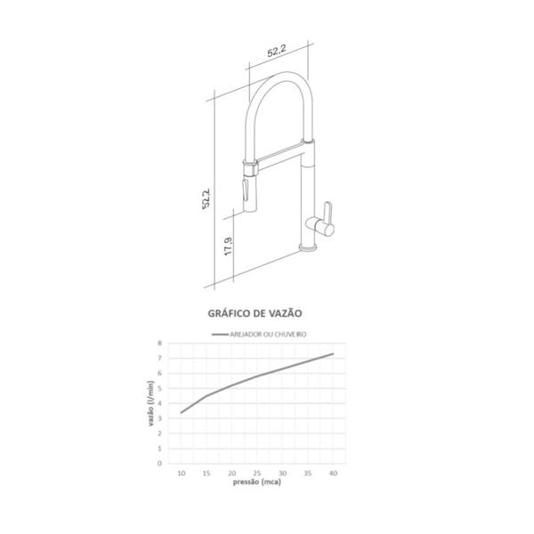 Imagem de Misturador Monocomando Gourmet para Cozinha 2506-GOU-CR Fabrimar - Tigre Metais