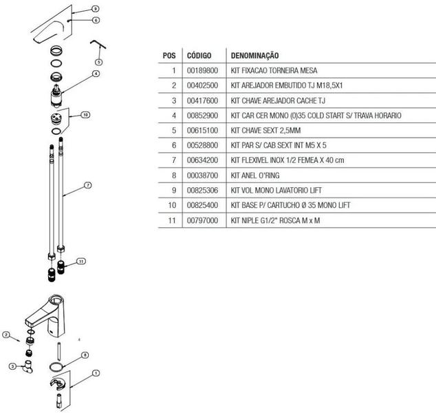 Imagem de Misturador monocomando lift docol ref 795906 mesa p/ lavatorio