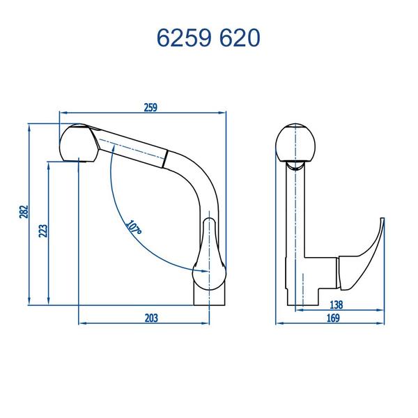 Imagem de Misturador monocomando mesa p/ cozinha bica alta movel c/ ducha 2 jatos bica movel e retratil 6259 c620