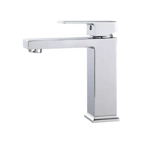 Imagem de Misturador Monocomando para Lavatório Banheiro Lavabo Bica Baixa Cromado Quadrado Inox Metal Premium PMX