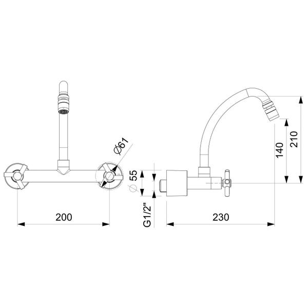 Imagem de Misturador para Cozinha de Parede com Bica Móvel e Arejador Articulado Cromado