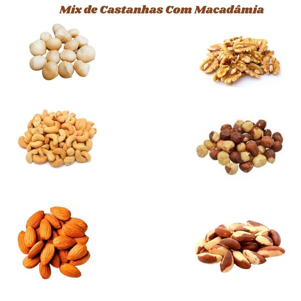 Imagem de Mix De Castanhas Salgado Macadâmia/avelã/caju/pará/amêndoa/nozes 1kg