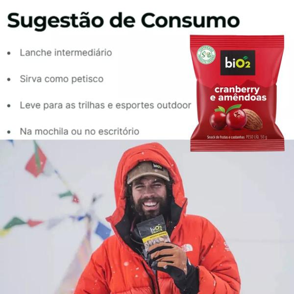 Imagem de Mix de Frutas biO2 Snack Cranberry e Amêndoas Vegano 50 g