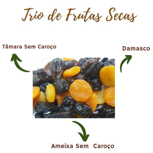 Mix De Frutas Secas Damasco, Ameixa Sem Caroço e Tâmara 500 Gr. - King Nuts Imagem de Mix De Frutas Secas Damasco, Ameixa Sem Caroço e Tâmara 500 Gr.