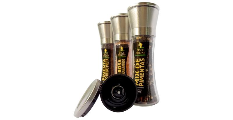 Mix de Pimentas 100g - Moedor Inox - Spice Forest Imagem de Mix de Pimentas 100g - Moedor Inox - Spice Forest