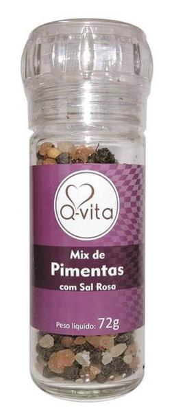 Imagem de Mix de pimentas com sal rosa do Himalaia com moedor 72 gramas - Q-vita - 01 un