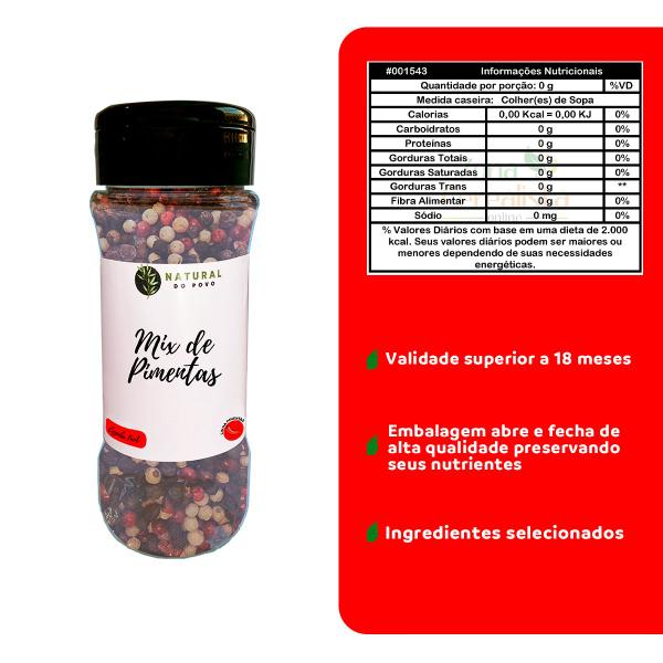 Mix de Pimentas Em Grãos Alta Qualidade Premium Pote Com Dosador 50g - Natural do Povo Imagem de Mix de Pimentas Em Grãos Alta Qualidade Premium Pote Com Dosador 50g