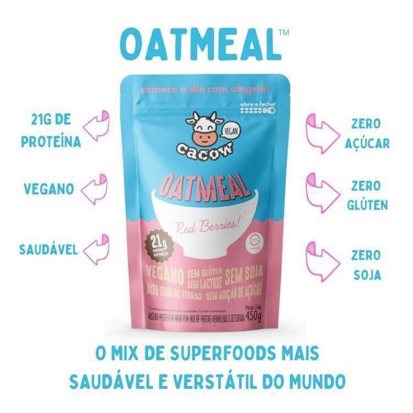 Mix de SuperFoods Oatmeal Rosa - 21g Proteína, Sem Açúcar - Cacow Imagem de Mix de SuperFoods Oatmeal Rosa - 21g Proteína, Sem Açúcar