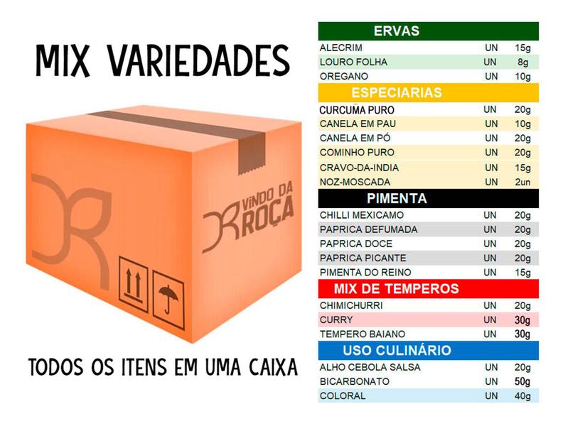 Imagem de Mix Variedades  Caixa com 20 unidades todos os itens temperos e especiarias